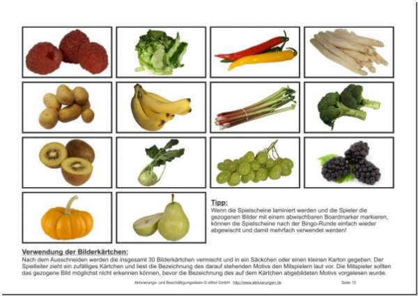 wenn die Begrifskärtchen mit den Fotos von Obst & Gemüse laminiert werden können die Karten länger und öfters verwendet werden als nur der Druck der Bilder / Fotografien