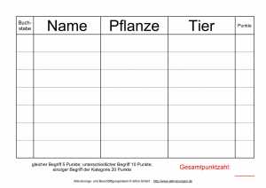 Spielblock für das Spiel "Stadt-Land-Fluss - Begriffe Name-Pflanze-Tier"